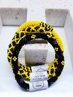 GAME DAY -The Original Roll-On® Bracelets, Black & Yellow, Set of 3, 7"round, #3